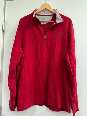 Polo by Ralph Lauren Red Quarter-Zip Sweater with Gray Contrast Collar